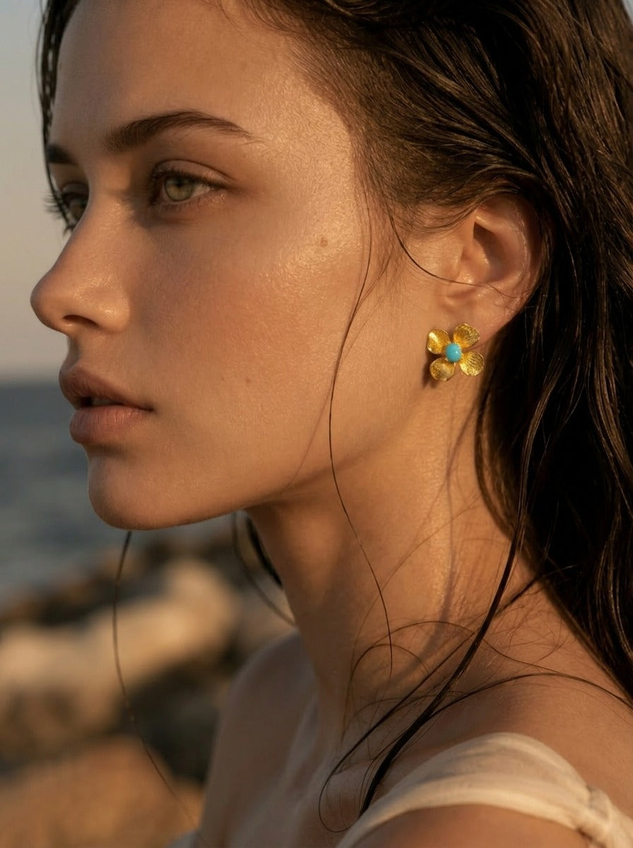 Turquoise Bloom Studs