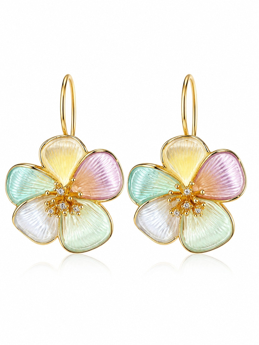 Rainbow petal earrings