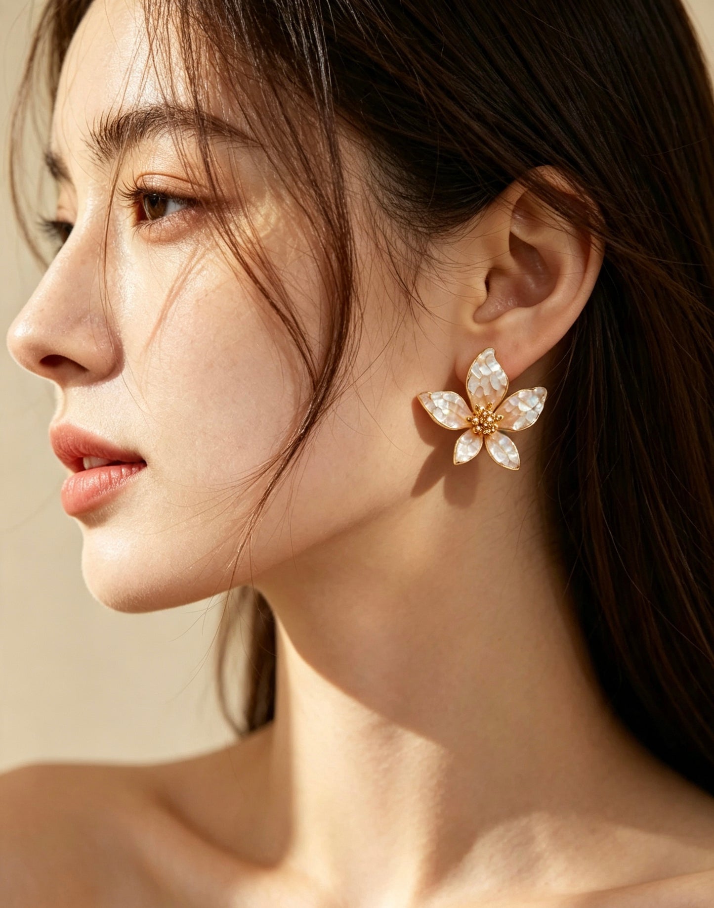 Ivory Mosaic Butterfly Earrings