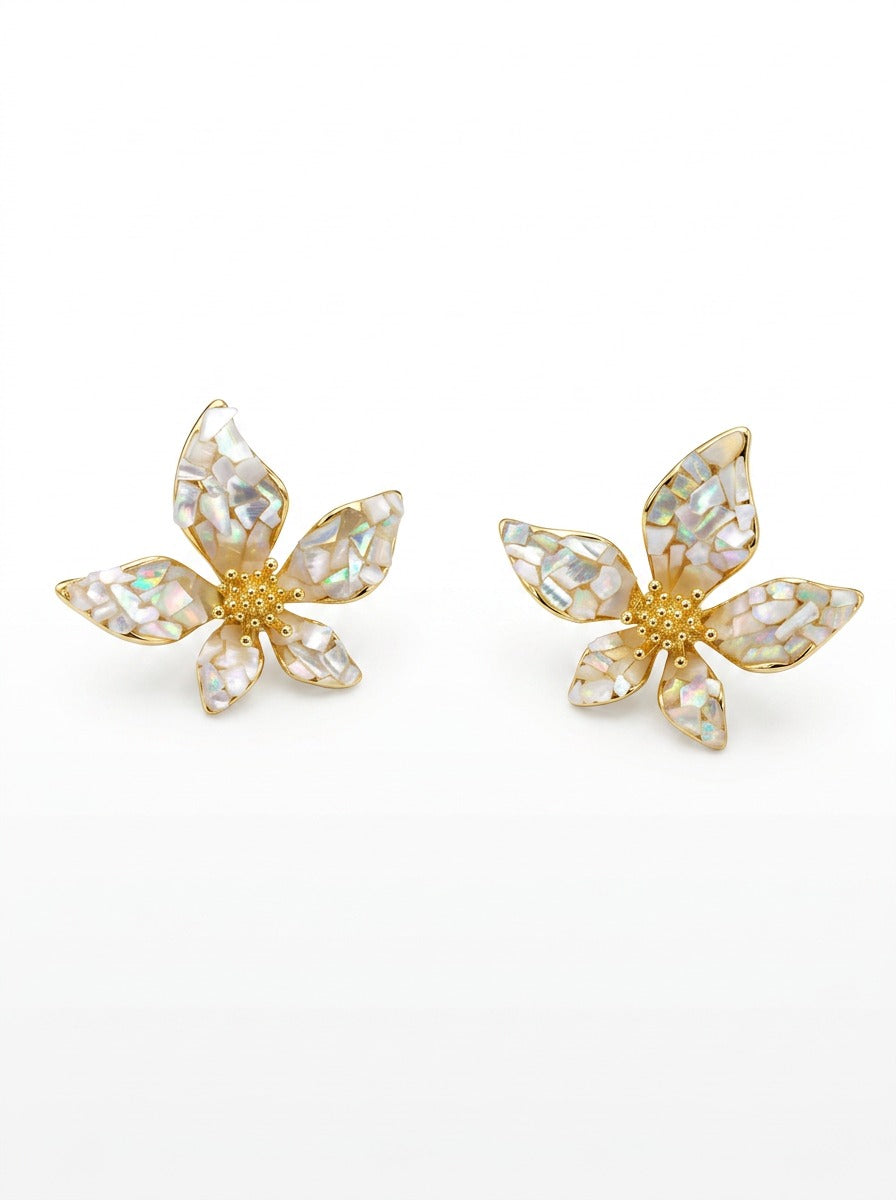 Ivory Mosaic Butterfly Earrings