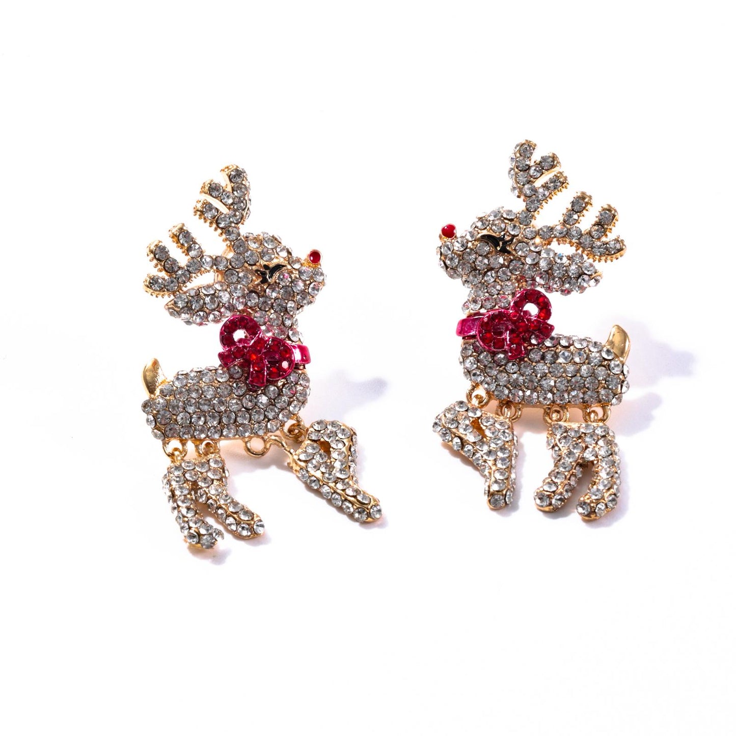 Reindeer Rhinestone Earrings festive christmas accessory