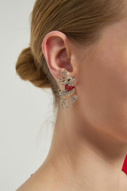 Reindeer Rhinestone Earrings sparkling holiday jewellery